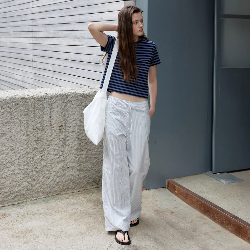 baker pants - blue stripe