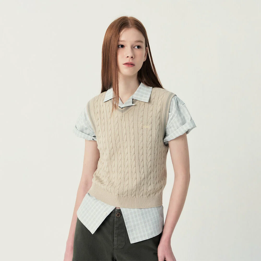 KOA V-NECK KNIT VEST (BEIGE)