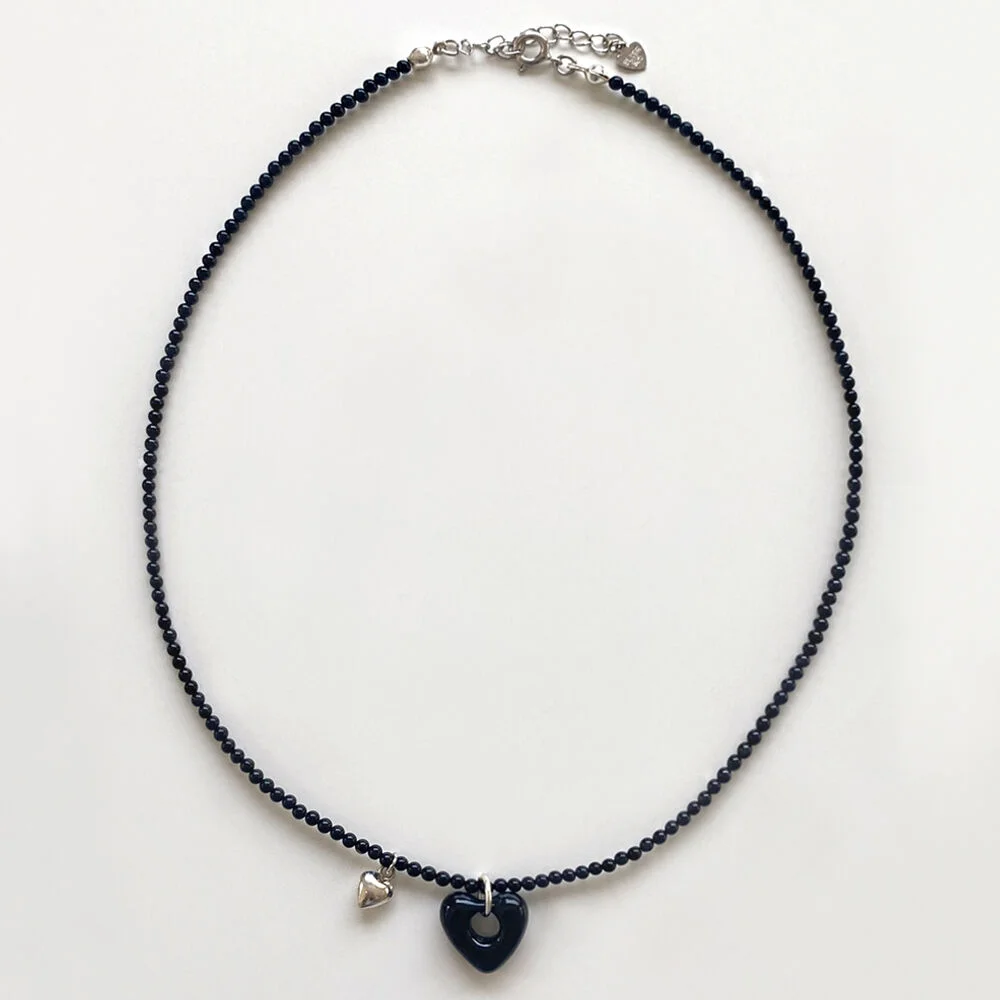 Black Onyx Heart Pendant Necklace