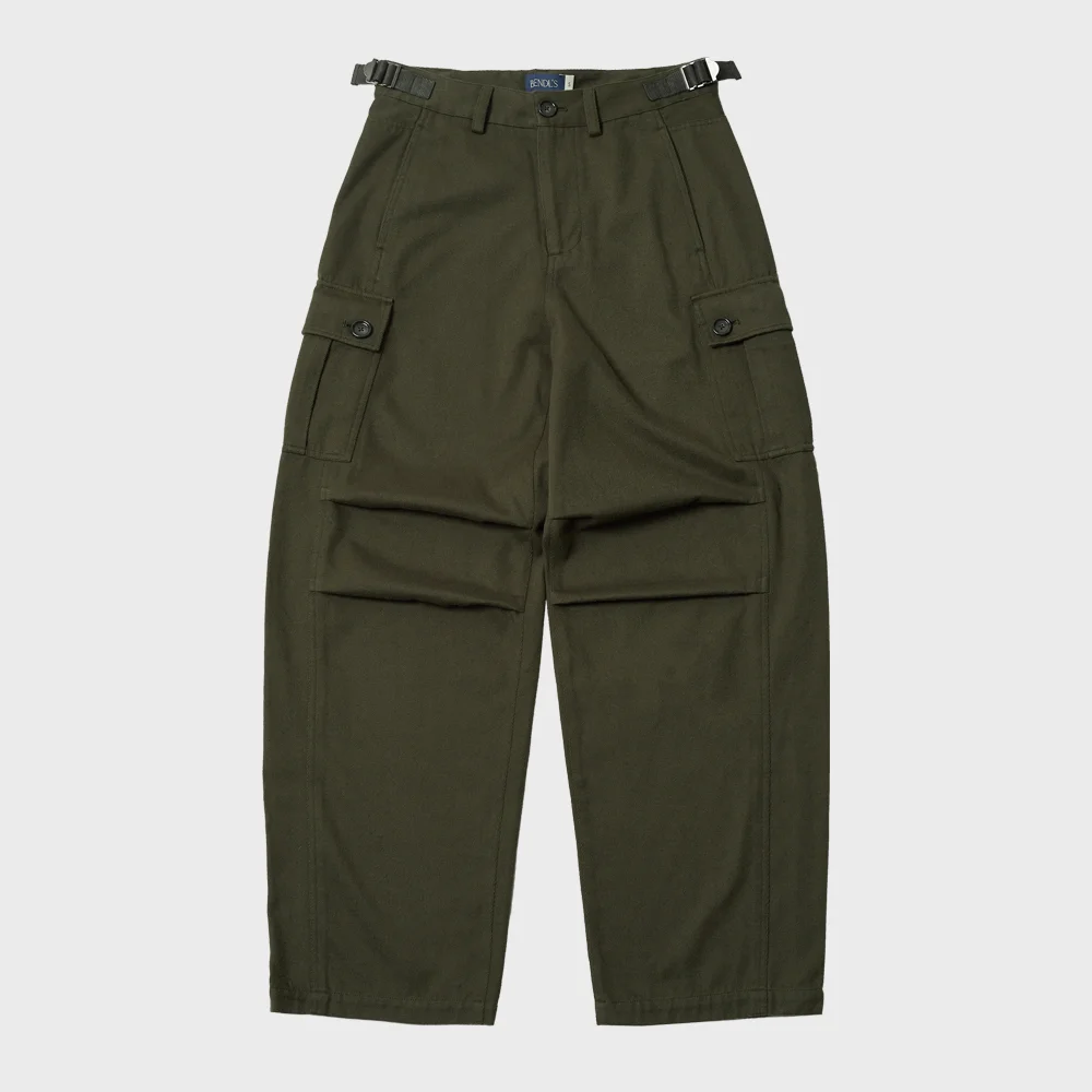 BARREL-FIT CARGO PANTS -KHAKI