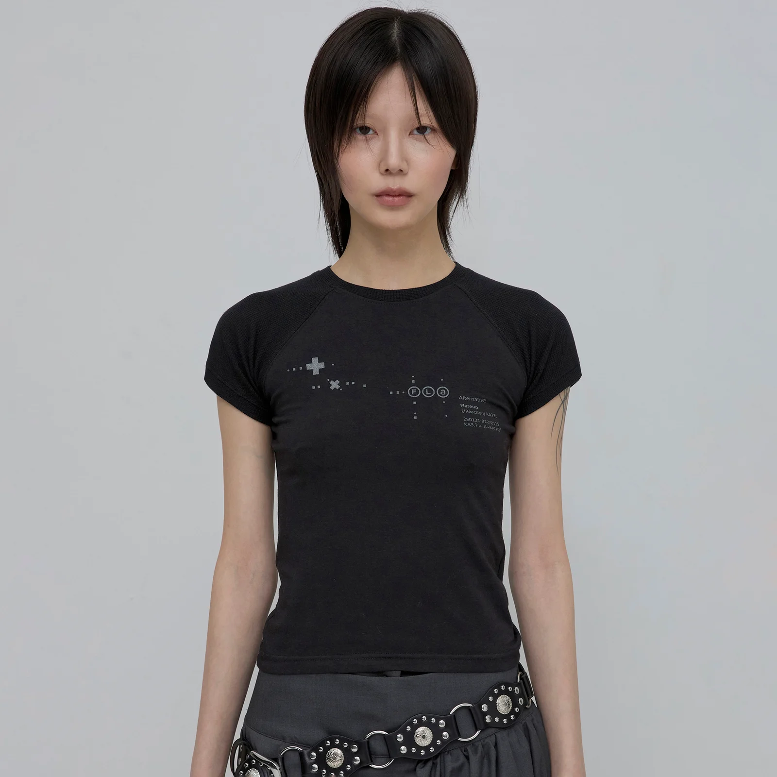 Muta Waffle Raglan T-Shirt (FL-154_Black)