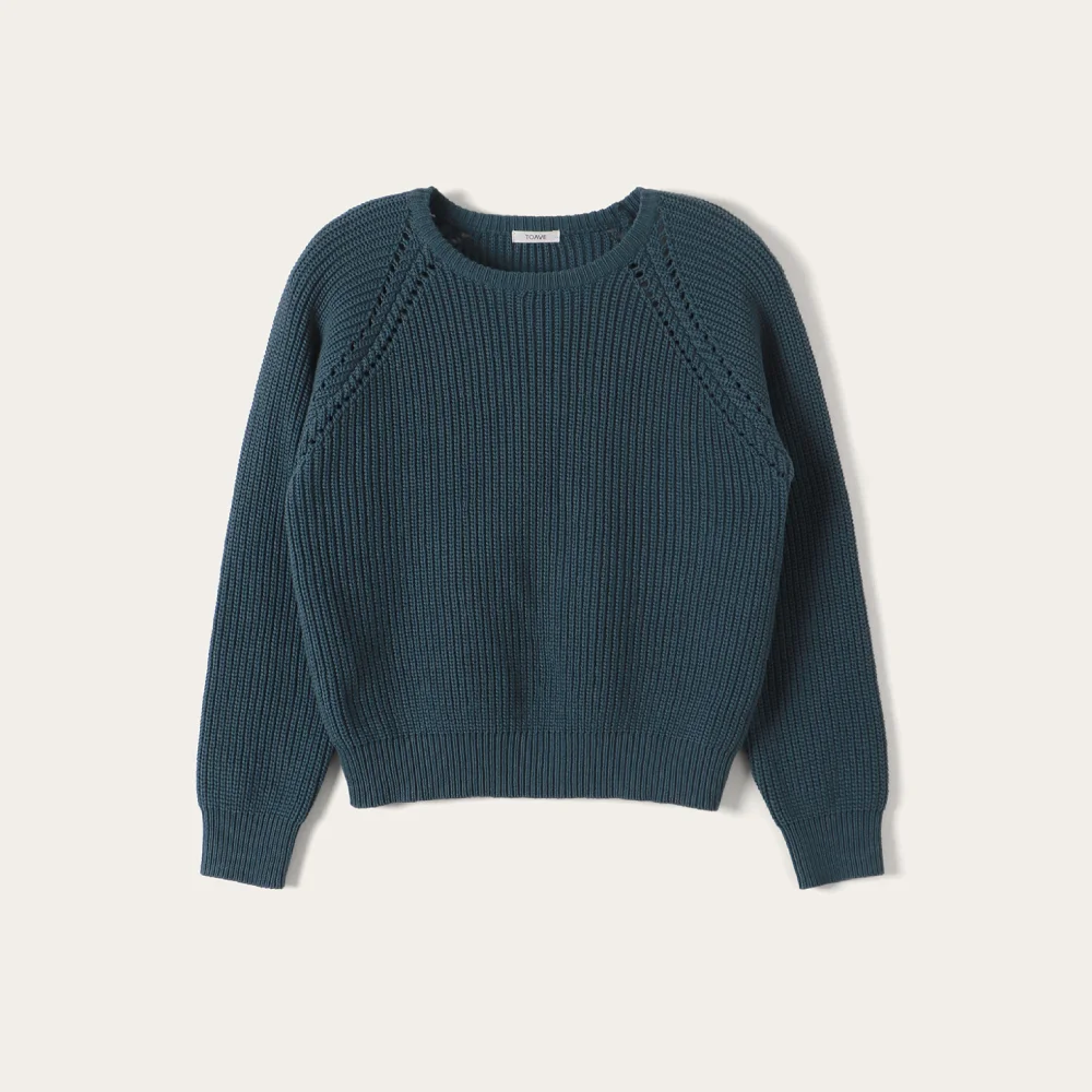 Herringbone Cotton Raglan Knit (Blue)