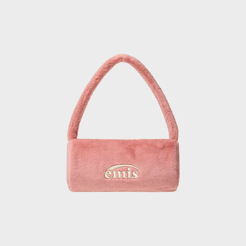 FUR CYLINDER BAG-PINK