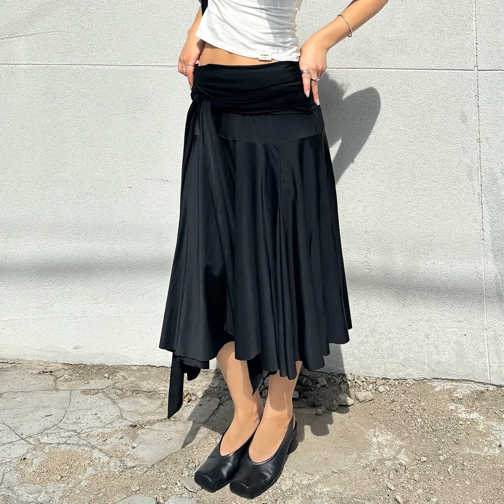 DRAPED WAVE SKIRT (BLACK)