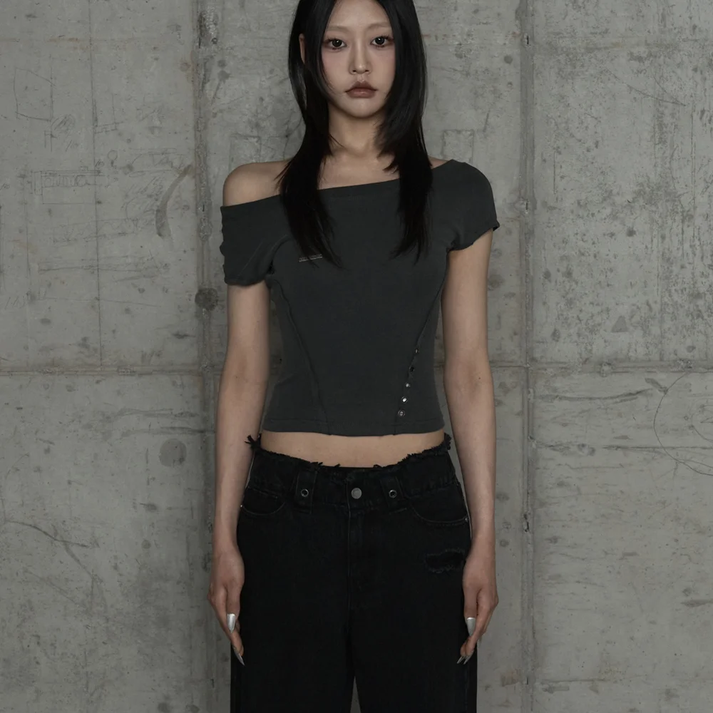 Pigment Damage Panel Short Top (Dark Gray)