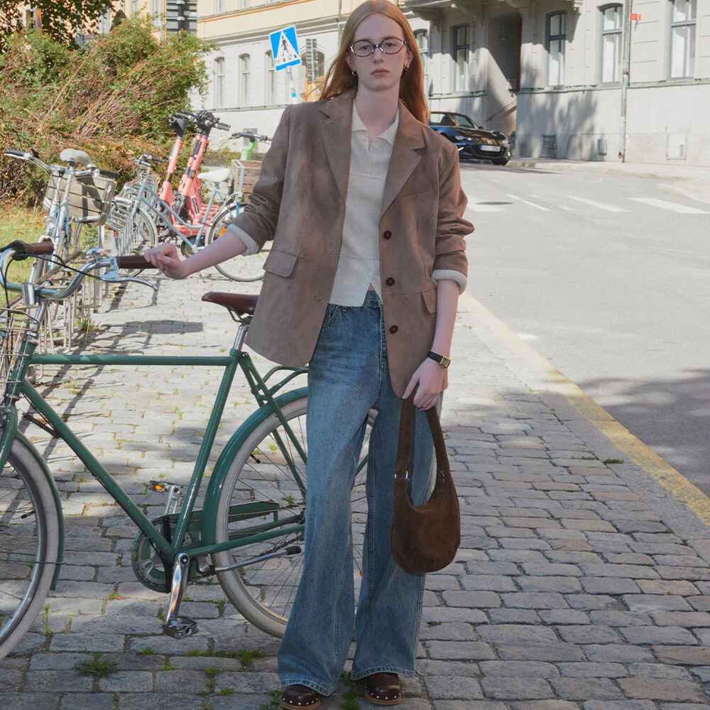 Suede single button jacket _Mocha