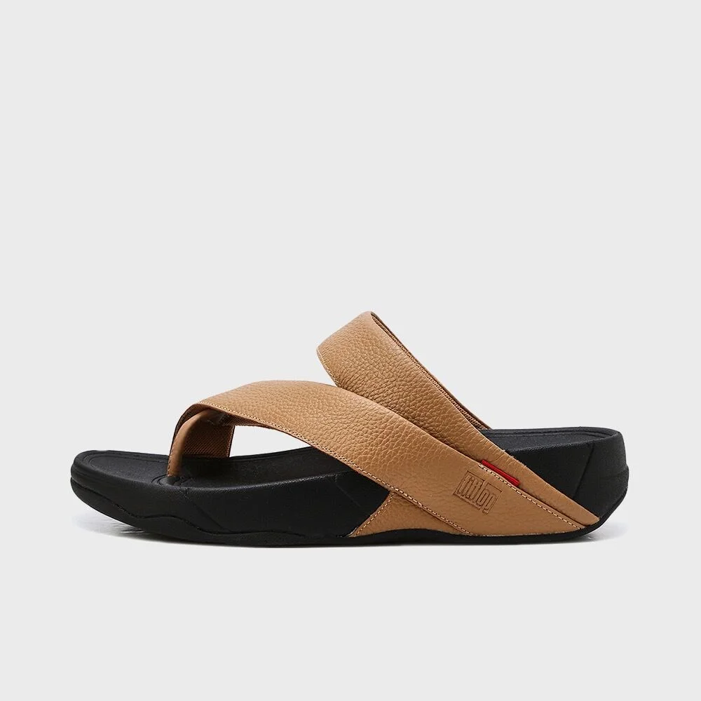 男裝 斜揹 Toe Post 人字拖 皮革 Latte Tan