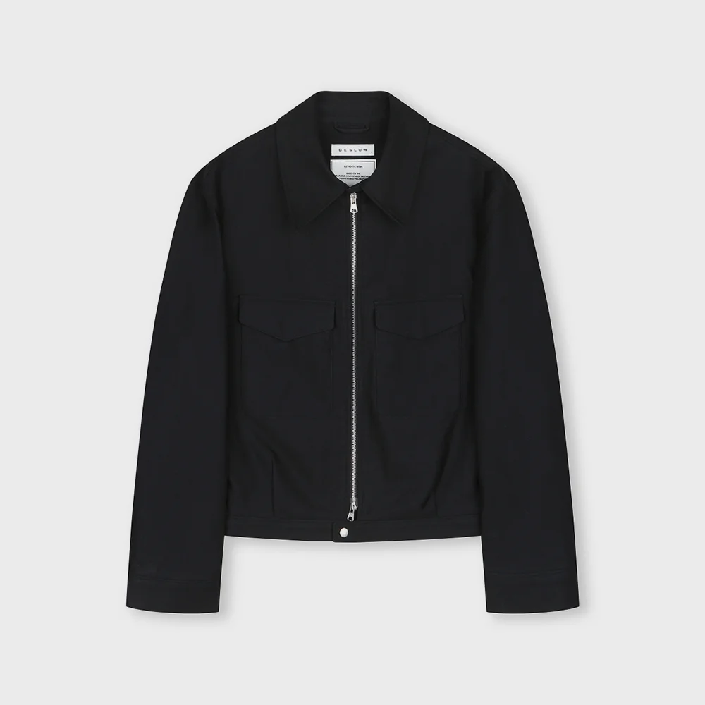 MOLE SKIN MILITARY ZIP-UP JACKET BLACK