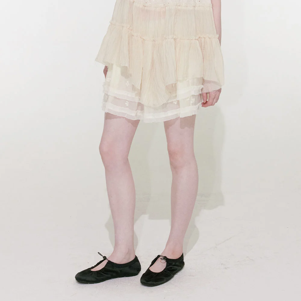 Double Chiffon Layered Skirt (Ivory)