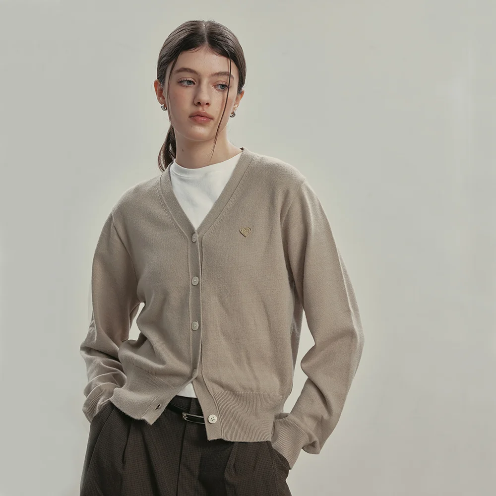 (W) 基本款 必備款 可水洗 V領 開襟外套 BEIGE