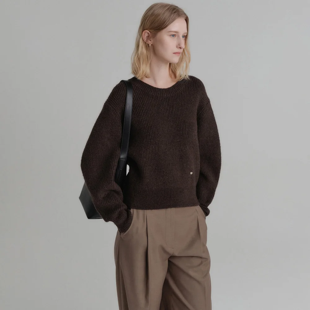 Chenny 羊毛 羅紋 針織衫_啡色 / CHENNY WOOL RIBBED KNIT_BROWN