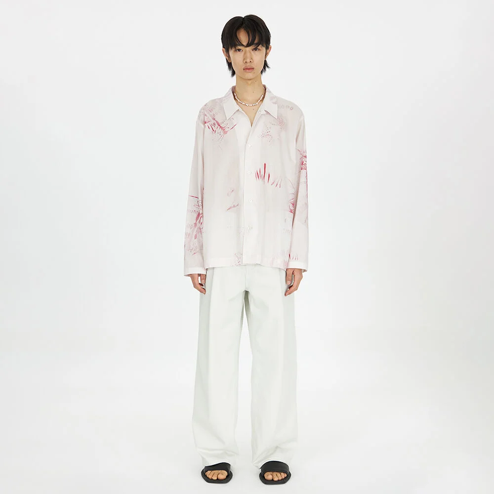 23SS 'Red Plant' Convertible Collar Shirt Pink