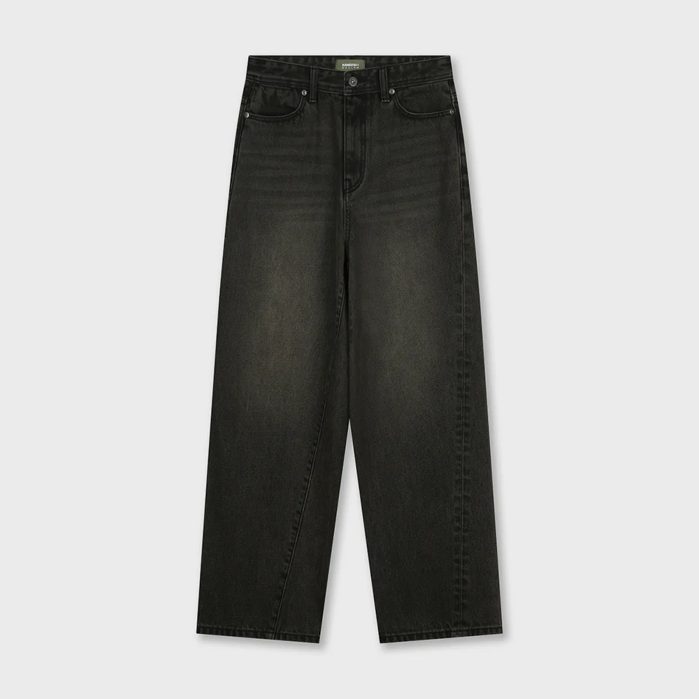 TWIST SEAM DENIM PANTS BLACK BROWN