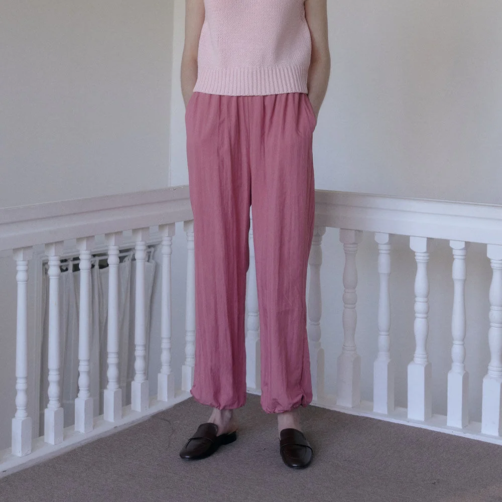 String Nylon Banding Pants (Pink)