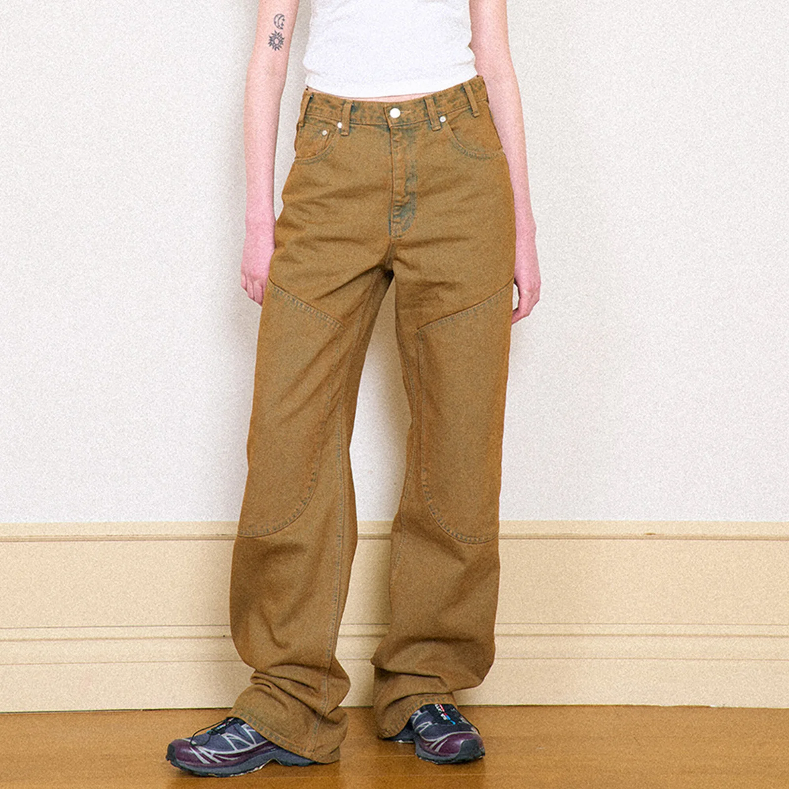 DOUBLE KNEE JEANS_WASHED BEIGE