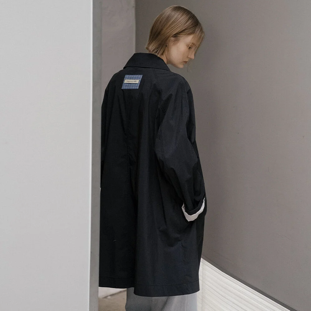 Basic half trench coat _Navy