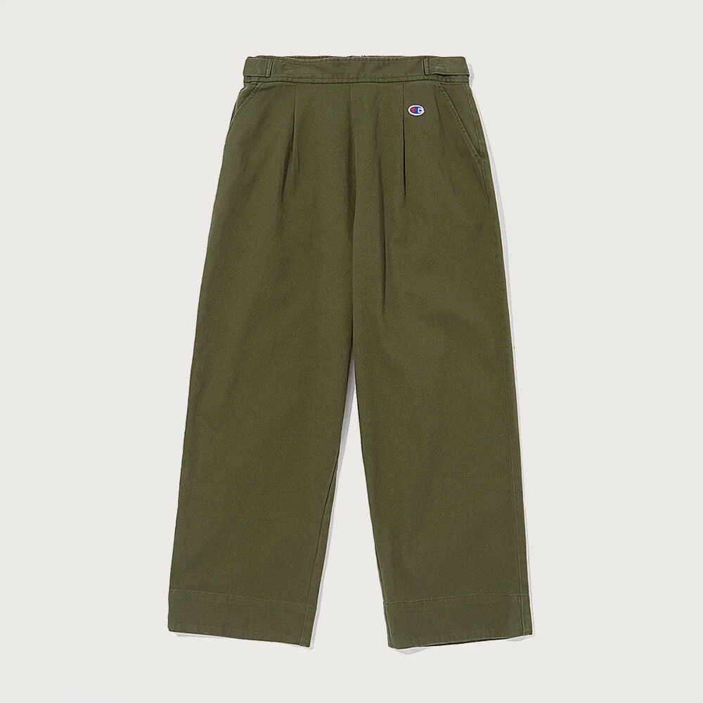 女裝 高腰 純棉 彈力 褶 褲子 Normal Khaki