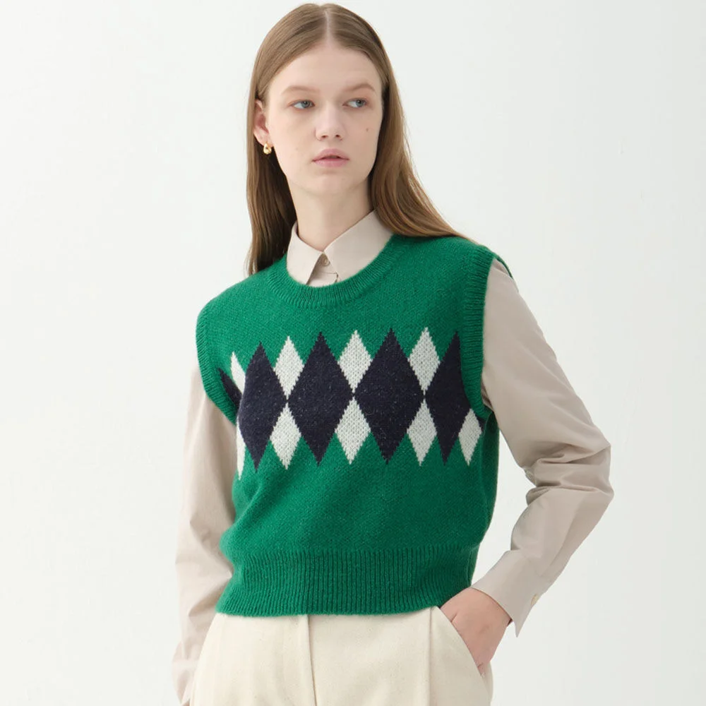 alpaca argyle vest_green