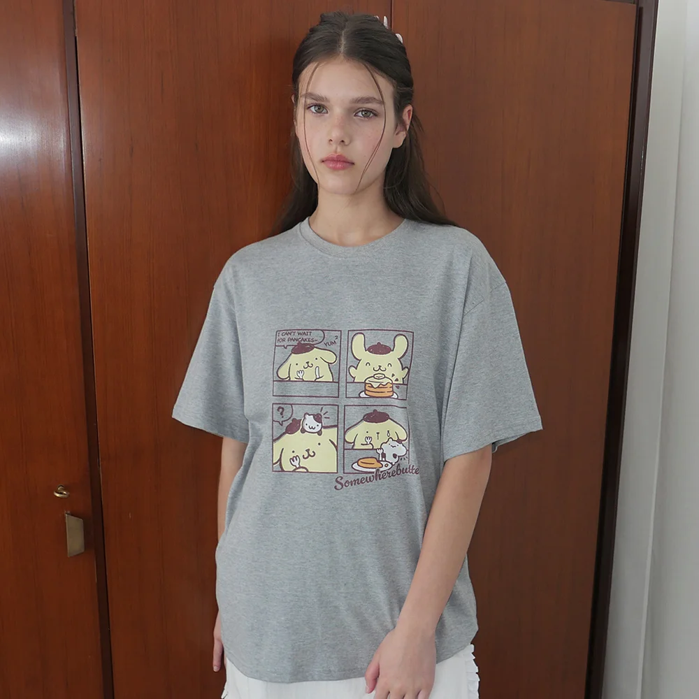 Cartoon Pompompurin Over-Fit Top - Grey