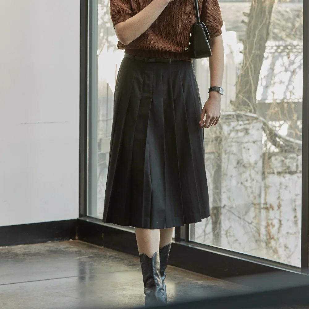 Fixed pleated skirt - Black