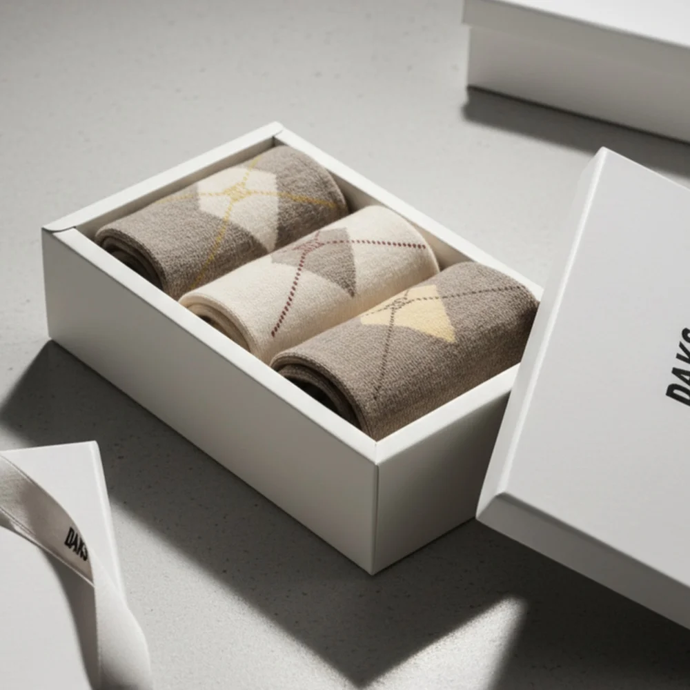 格紋 點綴 混紡棉 中筒 3雙套裝 DCSS6F703WT