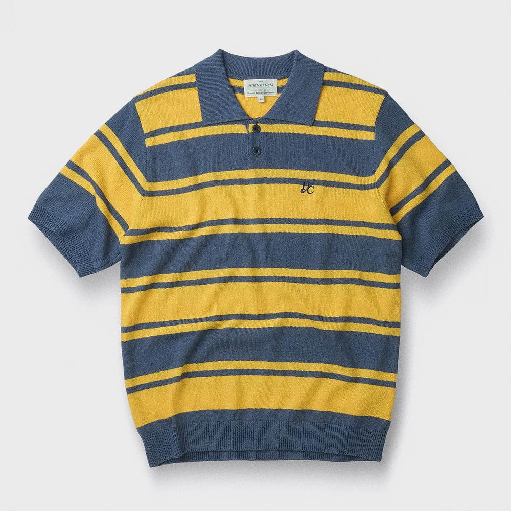 Stripe Short-Sleeves Polo Knit ABWAM26751YEX