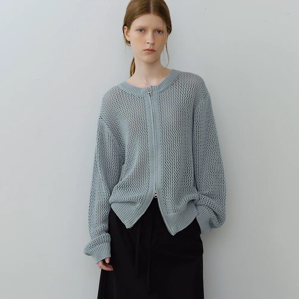 Net zip-up knit (mint)