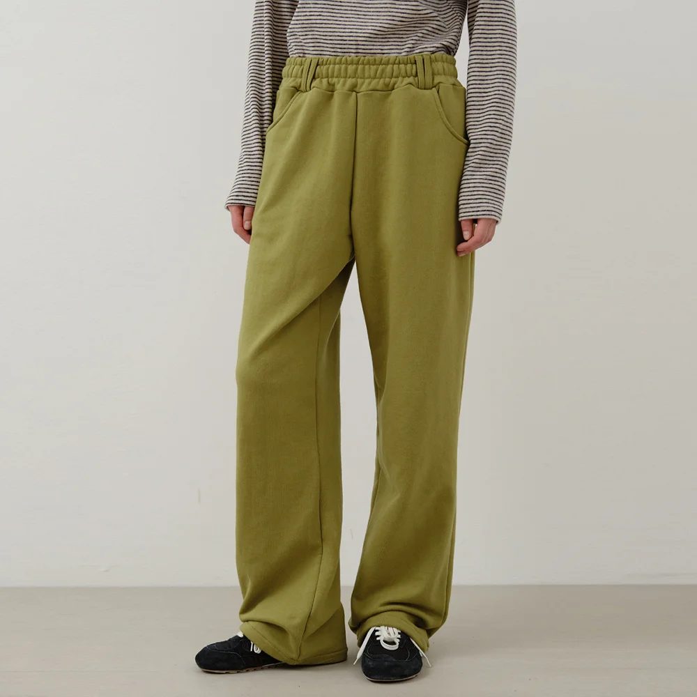 W/Belted String Sweat Pants_OLIVE(W25-PT28)