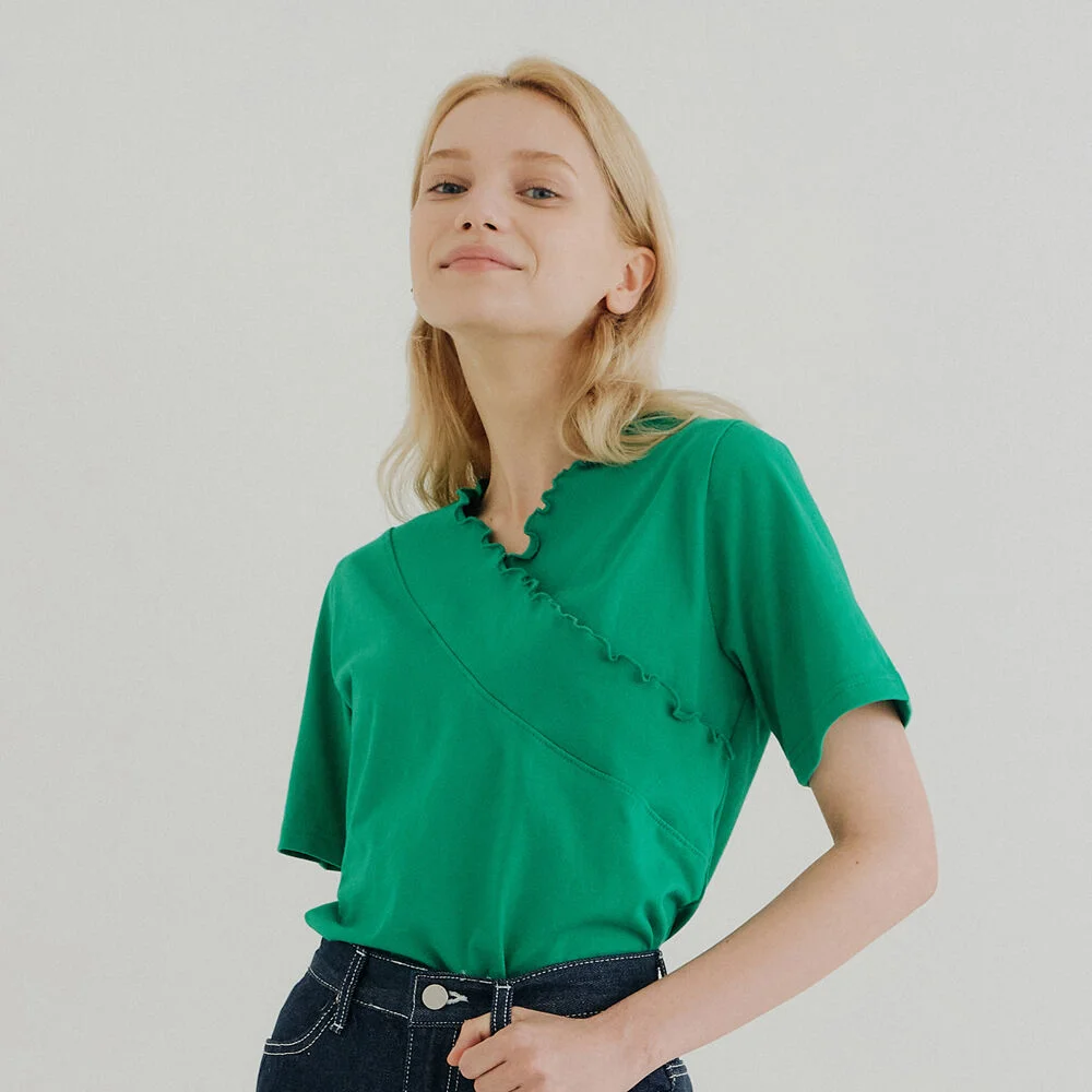 SHIRRING POINT T-SHIRT_GREEN