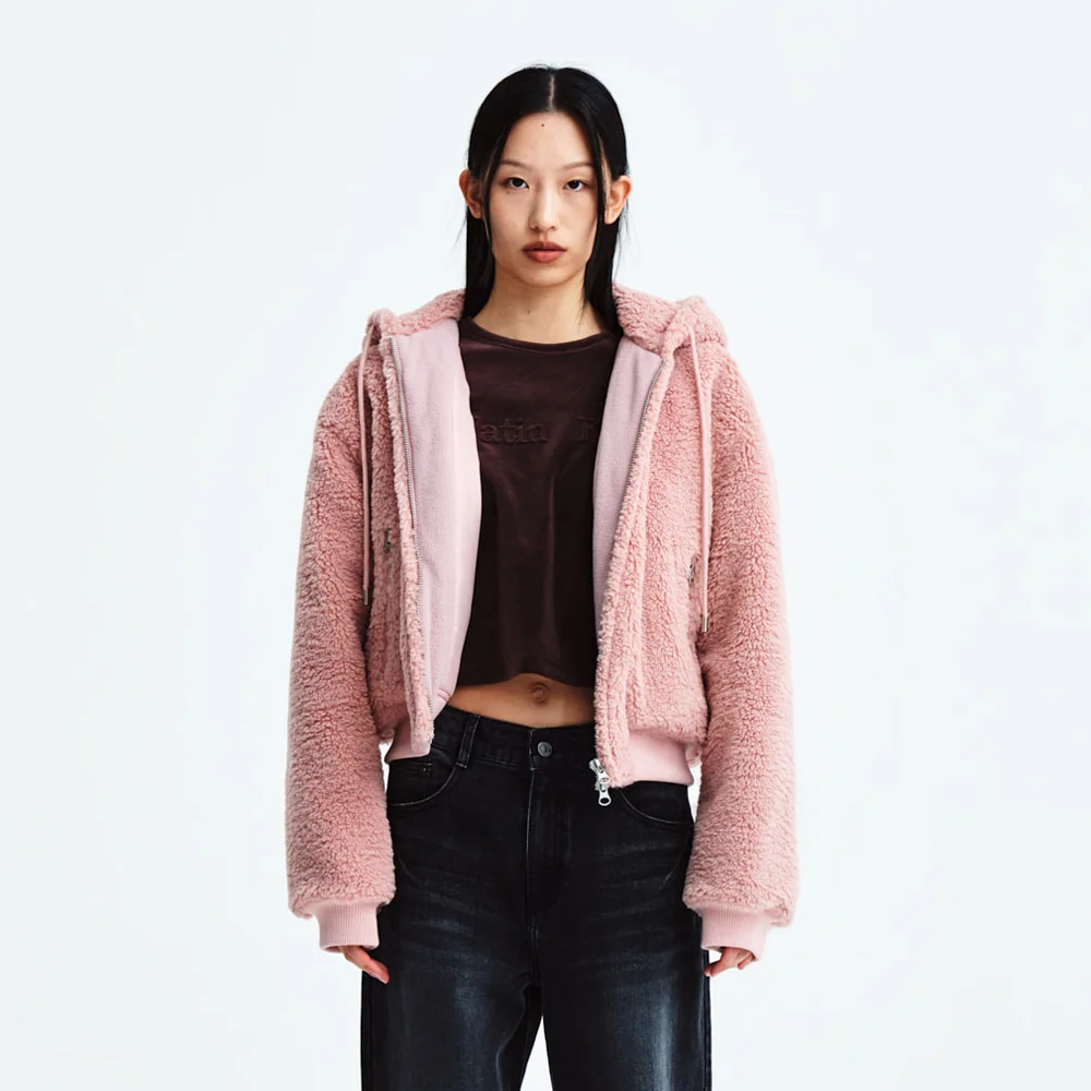 LOGO POINT FLEECE HOODY JUMPER FOR WOMEN IN PINK