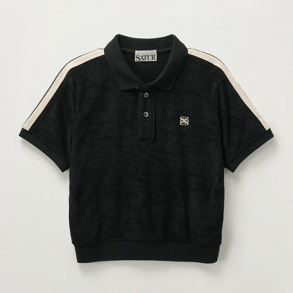 (W) Lawton 毛圈布 珠地 Polo 短袖 T恤 黑色