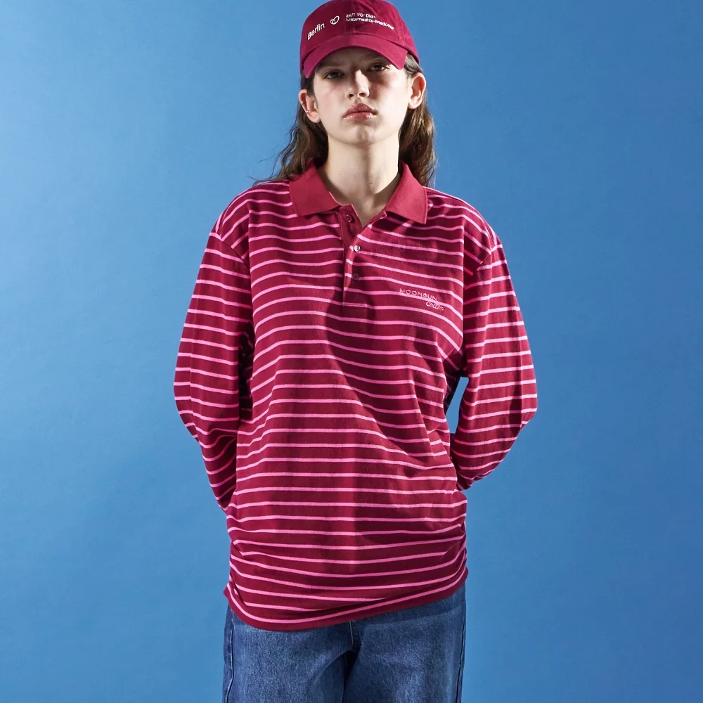 M.C UNISEX, Stripe PK Shirt / Burgundy