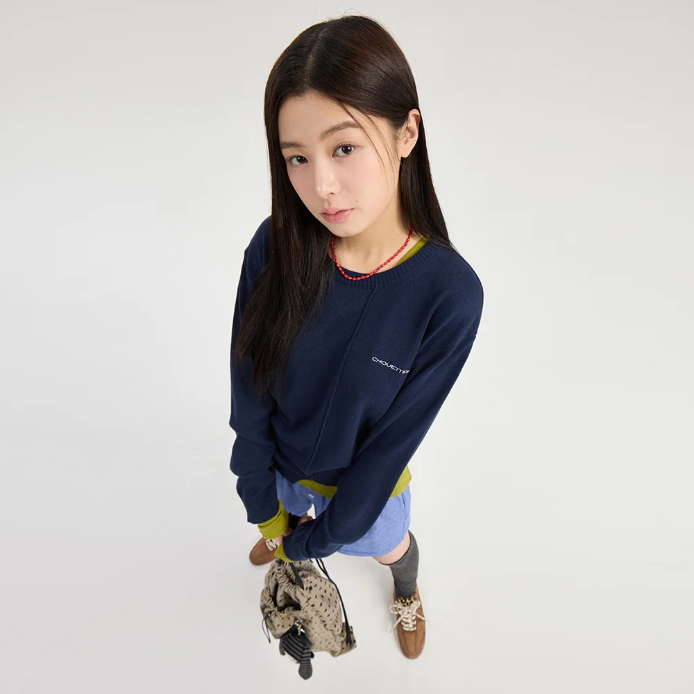 Chouetties by LUCKY CHOUETTE Unbalance Knit Pullover (dark navy) LAWAX26310NYD