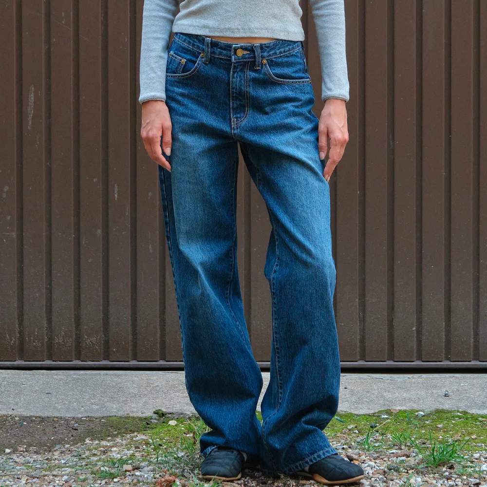 Ant Wide Denim Pants - Deep Blue