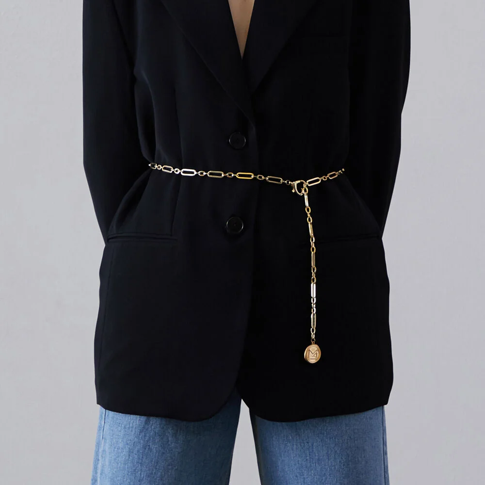 MODERNABLE LOGO BELT - GOLD