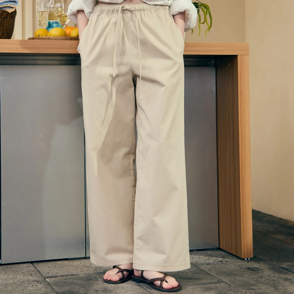 Comfort Cotton Banding Pants - Light Beige
