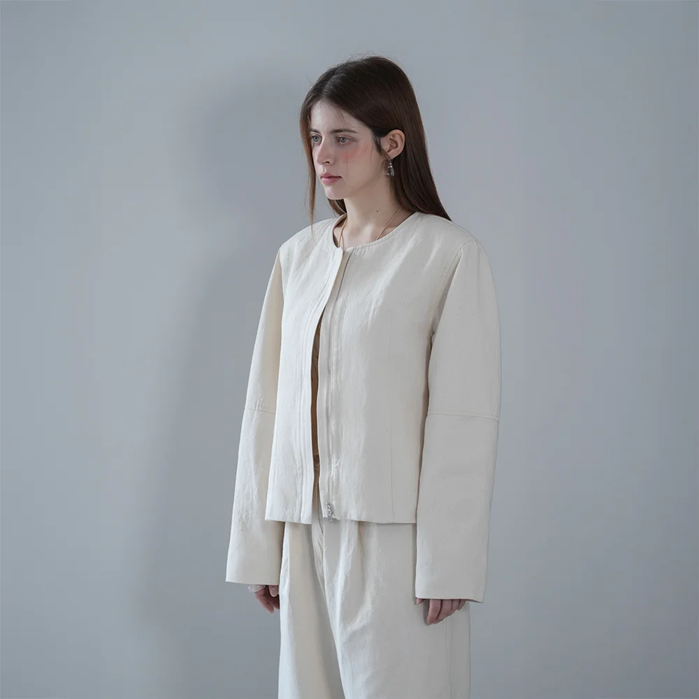 Mog linen zip-up (Ivory)