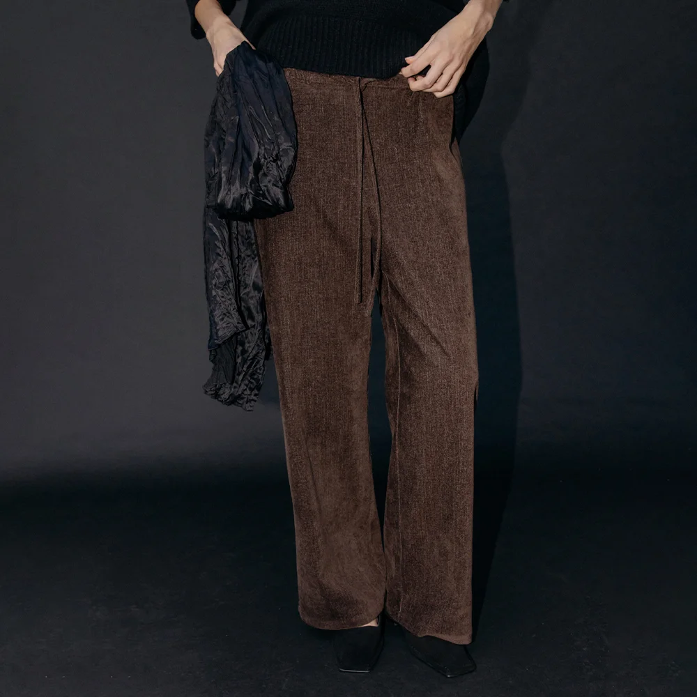 Warm Drawstring Pants (Brown)