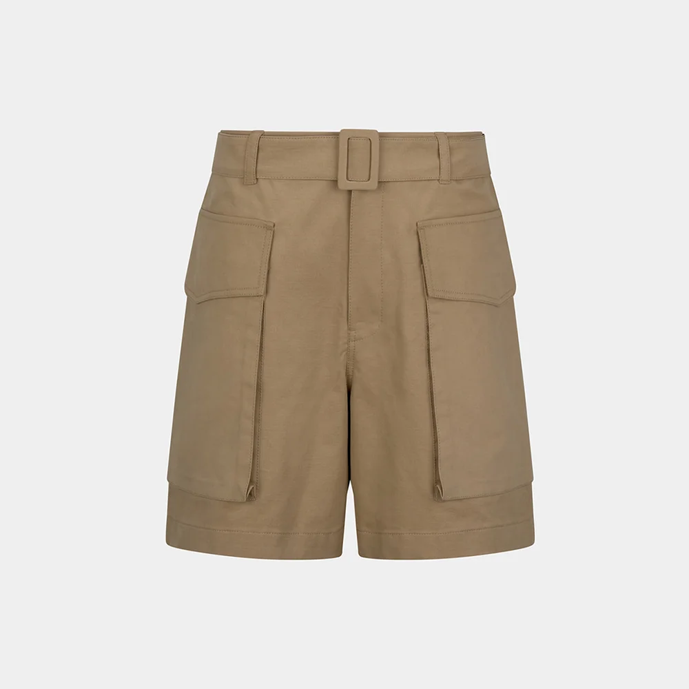 M MILITARY BELTED SHORTS - BEIGE