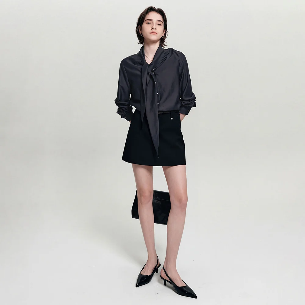 Jane 綁帶 雪紡衫_灰色 / JANE TIE BLOUSE_GREY
