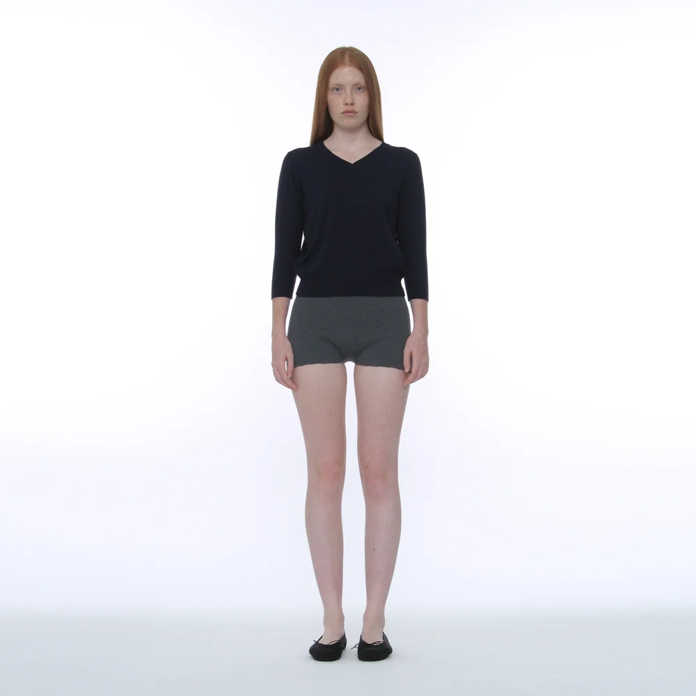 PWC RIBBED KNIT MICRO SHORTS_CHARCOAL MELANGE