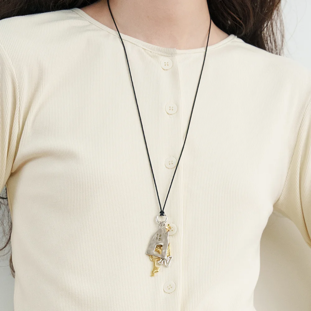 Home Charm Necklace (Silver Gold)