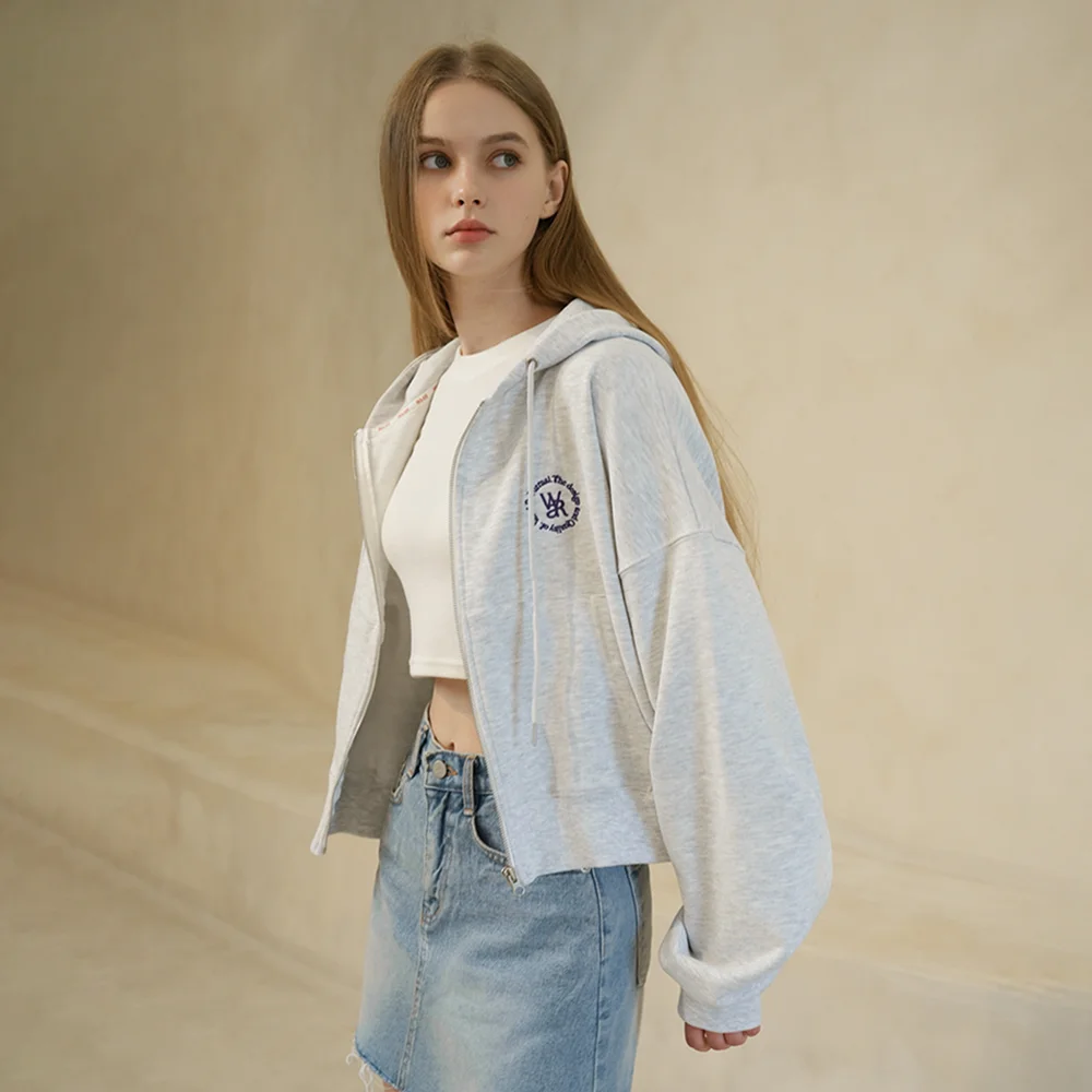 WT-02 DAILY HOODED ZIP UP_WHITE MELANGE