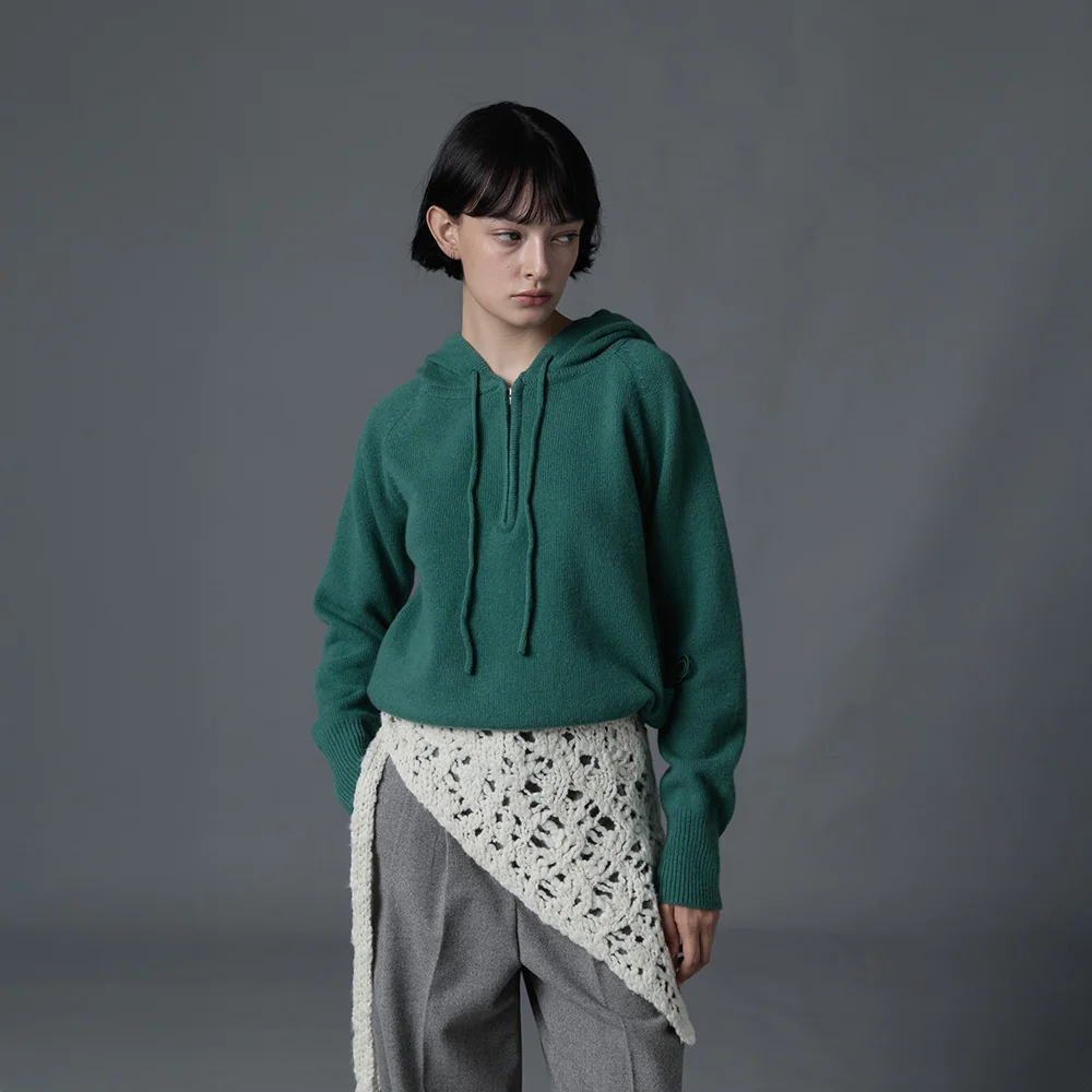 Wool Half Zip Knit (Green)