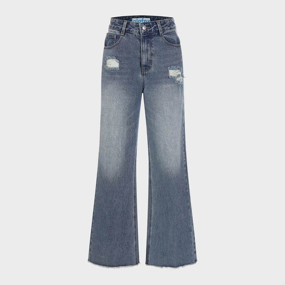 RIPPED POINT WIDE DENIM PANTS BLUE BQ4DP001