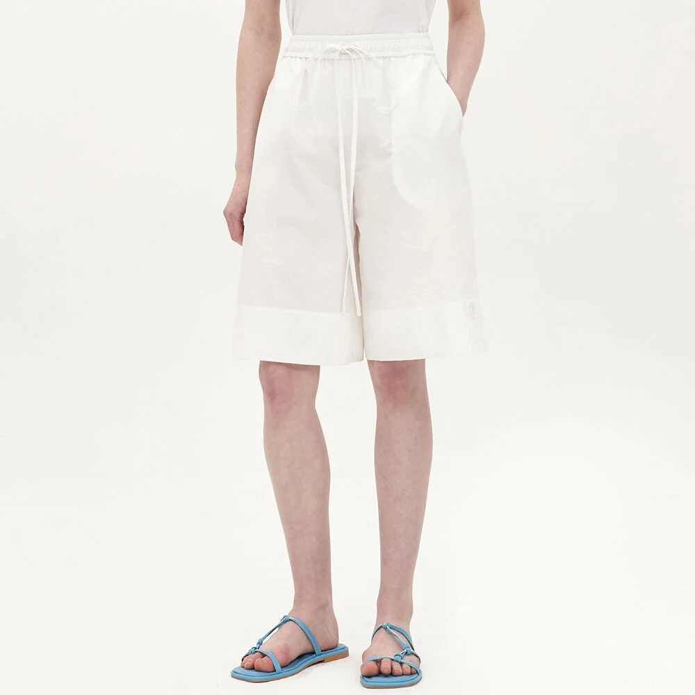crease cotton string short_white