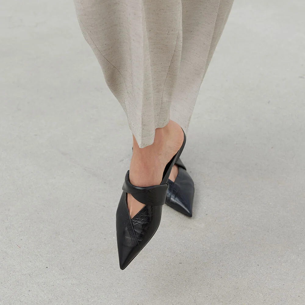 Anna Mules Crush Nappa Black