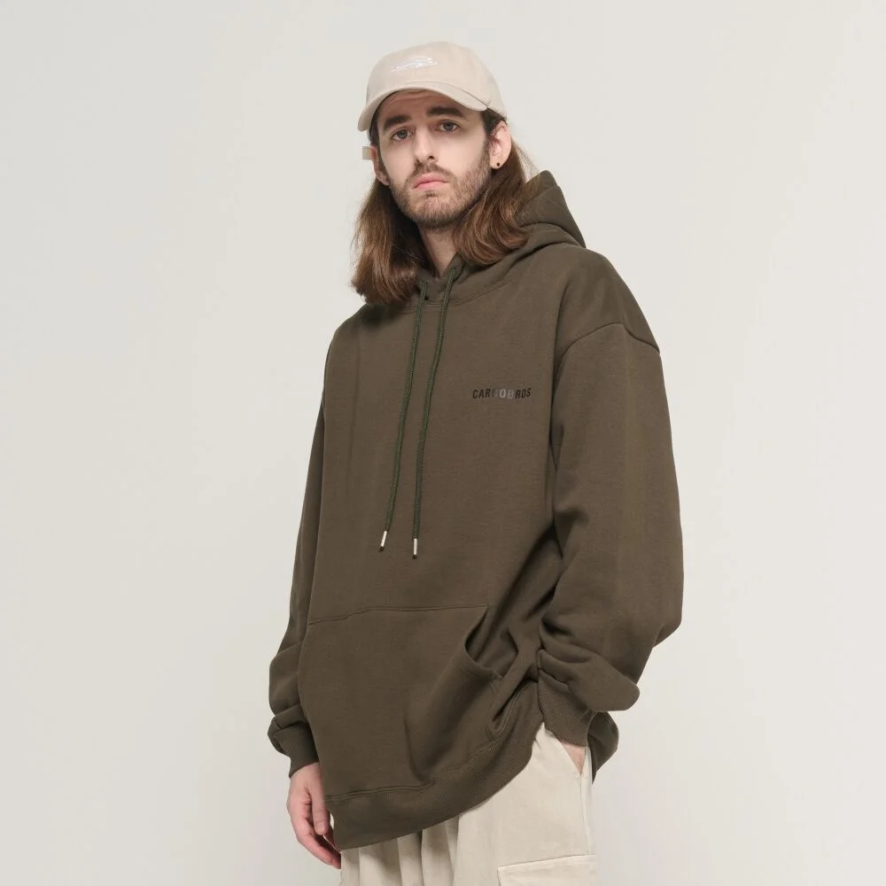ESSENTIAL LOGO OVER HOOD T-SHIRT (KHAKI)