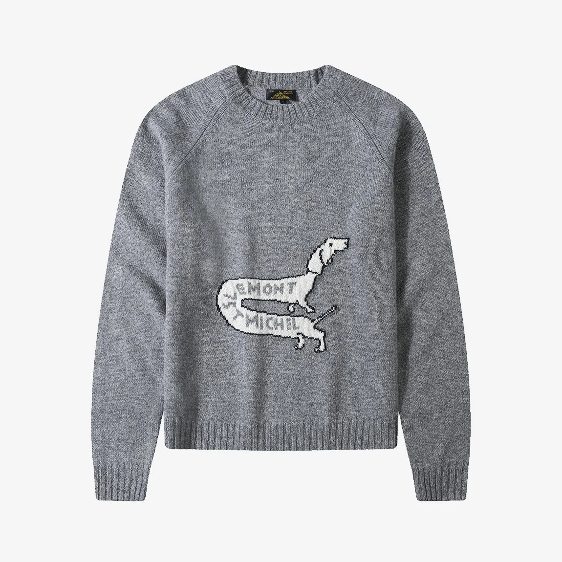 DOG illust pullover knit_Grey