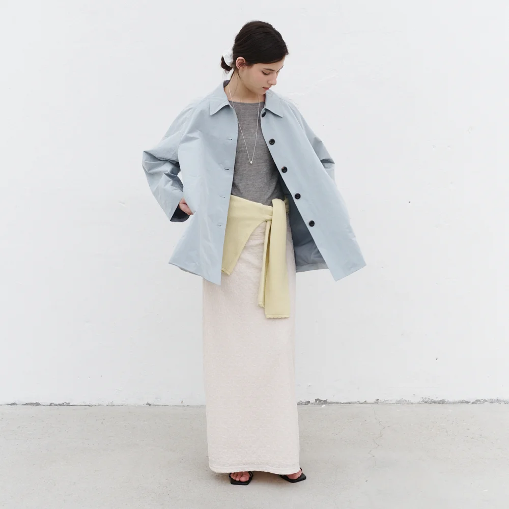 SHIA COTTON HALF TRENCH COAT_GRAYISH BLUE